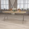 Flash Furniture Fielder 8′ Rectangular All-Occasion Birchwood Folding Event Table, Foldable Portable Banquet Table with Wooden Top, Natural/Silver(30″W x 72″L)