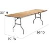 Flash Furniture Fielder 8′ Rectangular All-Occasion Birchwood Folding Event Table, Foldable Portable Banquet Table with Wooden Top, Natural/Silver(30″W x 96″L)