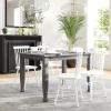 Flash Furniture Grace Solid Dining Turned Wooden Legs, Commercial Grade Heavy Duty Rectangle Wood Table for 6, 60″, Walnut Matte(Antique Gray)