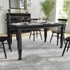 Flash Furniture Grace Solid Dining Turned Wooden Legs, Commercial Grade Heavy Duty Rectangle Wood Table for 6, 60″, Walnut Matte(Black Matte)