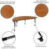 Flash Furniture Mobile 60″ Half Circle Wave Collaborative Oak Thermal Laminate Activity Table – Height Adjustable Short Legs(Oak)