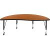 Flash Furniture Mobile 60″ Half Circle Wave Collaborative Oak Thermal Laminate Activity Table – Height Adjustable Short Legs(Oak)