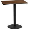 Flash Furniture 30” x 42” Rectangular Natural Laminate Table Top with 24” Round Bar Height Table Base(Walnut)