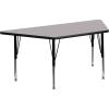 Flash Furniture Wren 29”W x 57”L Trapezoid Oak Thermal Laminate Activity Table – Height Adjustable Short Legs(Grey)