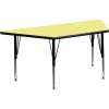 Flash Furniture Wren 29”W x 57”L Trapezoid Oak Thermal Laminate Activity Table – Height Adjustable Short Legs(Yellow)