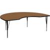 Flash Furniture Wren 48”W x 72”L Kidney Grey Thermal Laminate Activity Table – Height Adjustable Short Legs(Oak)