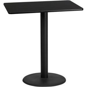Flash Furniture 30” x 42” Rectangular Natural Laminate Table Top with 24” Round Bar Height Table Base(Black)