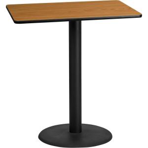 Flash Furniture 30” x 42” Rectangular Natural Laminate Table Top with 24” Round Bar Height Table Base(Natural)