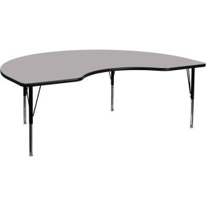 Flash Furniture Wren 48”W x 72”L Kidney Grey Thermal Laminate Activity Table – Height Adjustable Short Legs(Grey)