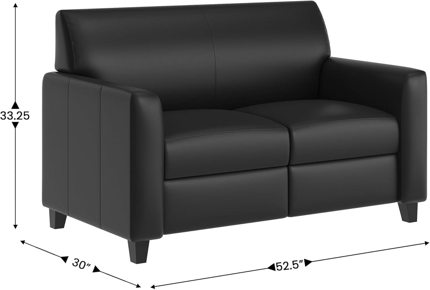 image:imageFlash Furniture Agent 3 Piece Reception Seating Set with Charging Stations Dual AC and USB Ports Plus USBC Port Lobby Seating with Hardwood Frames Raised Wooden Feet Black LeatherSoft