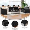 Flash Furniture Agent 3 Piece Reception Seating Set with Charging Stations, Dual AC and USB Ports Plus USB-C Port, Lobby Seating with Hardwood Frames, Raised Wooden Feet, Black LeatherSoft