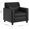 Flash Furniture Agent 3 Piece Reception Seating Set with Charging Stations, Dual AC and USB Ports Plus USB-C Port, Lobby Seating with Hardwood Frames, Raised Wooden Feet, Black LeatherSoft