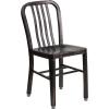 Flash Furniture Commercial Grade 30″ Round Black-Antique Gold Metal Indoor-Outdoor Table Set with 4 Vertical Slat Back Chairs(Black-antique Gold)