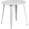 Flash Furniture Commercial Grade 30″ Round Black-Antique Gold Metal Indoor-Outdoor Table Set with 4 Vertical Slat Back Chairs(White)
