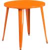 Flash Furniture Commercial Grade 30″ Round White Metal Indoor-Outdoor Table Set with 2 Cafe Chairs(Orange)