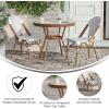 Flash Furniture Lourdes Indoor/Outdoor Commercial French Bistro Set – Tempered Glass Top Table – 2 Chairs – PE Rattan – NAT Bamboo Print Aluminum Frame – White/Navy(White & Gray Rattan/Natural Frame)