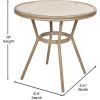Flash Furniture Lourdes Indoor/Outdoor Commercial French Bistro Set – Tempered Glass Top Table – 2 Chairs – PE Rattan – NAT Bamboo Print Aluminum Frame – White/Navy(Natural & White Rattan/Light Natural Frame)