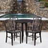 Flash Furniture Commercial Grade 30″ Round Black-Antique Gold Metal Indoor-Outdoor Table Set with 4 Vertical Slat Back Chairs(Black-antique Gold)