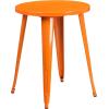 Flash Furniture Commercial Grade 24″ Round Orange Metal Indoor-Outdoor Table Set with 2 Cafe Chairs(Orange)