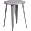 Flash Furniture Commercial Grade 24″ Round Orange Metal Indoor-Outdoor Table Set with 2 Cafe Chairs(Silver)