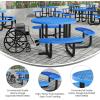 Flash Furniture 46″ Round Wheelchair Accessible Metal Picnic Table with Ground Anchors – Blue