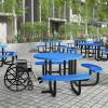 Flash Furniture 46″ Round Wheelchair Accessible Metal Picnic Table with Ground Anchors – Blue