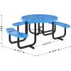 Flash Furniture 46″ Round Wheelchair Accessible Metal Picnic Table with Ground Anchors – Blue