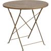 Flash Furniture Commercial Grade 30″ Round Gold Indoor-Outdoor Steel Folding Patio Table Set with 2 Round Back Chairs(Gold)