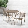 Flash Furniture Commercial Grade 30″ Round Gold Indoor-Outdoor Steel Folding Patio Table Set with 2 Round Back Chairs(Gold)