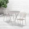 Flash Furniture Commercial Grade 30″ Round Gold Indoor-Outdoor Steel Folding Patio Table Set with 2 Round Back Chairs(Light Gray)