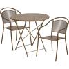 Flash Furniture Commercial Grade 30″ Round Gold Indoor-Outdoor Steel Folding Patio Table Set with 2 Round Back Chairs(Gold)
