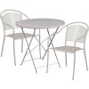 Flash Furniture Commercial Grade 30″ Round Gold Indoor-Outdoor Steel Folding Patio Table Set with 2 Round Back Chairs(Light Gray)
