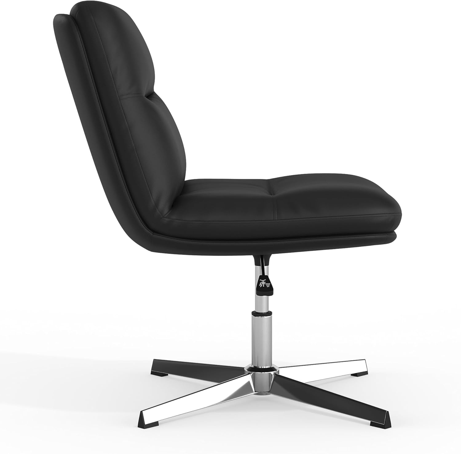 image:imageFlash Furniture Chloe Commercial MidBack Swivel Office Chair Padded LeatherSoft Adjustable Height Ergonomic MidRise Back Armless Stationary CognacBlackBlack LeathersoftChrome Frame