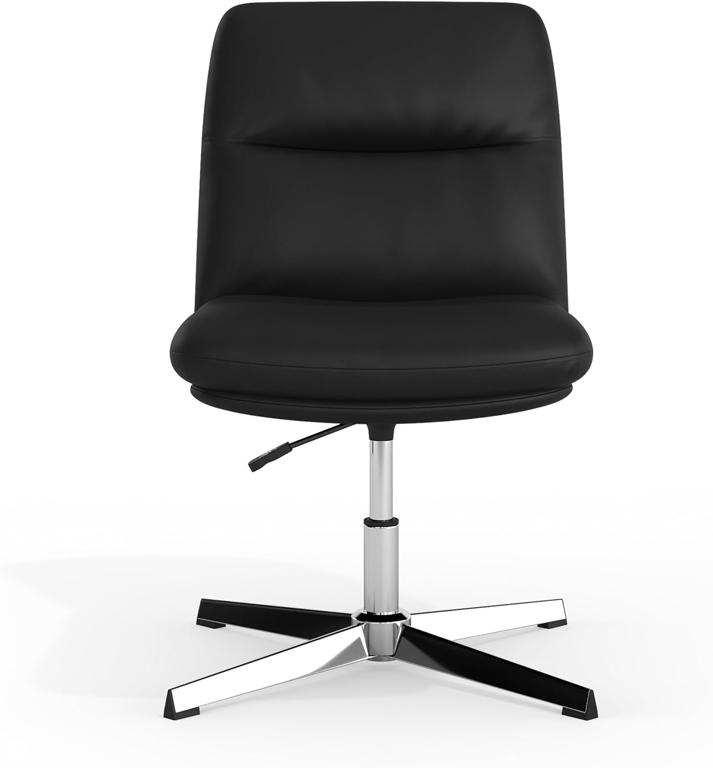 image:imageFlash Furniture Chloe Commercial MidBack Swivel Office Chair Padded LeatherSoft Adjustable Height Ergonomic MidRise Back Armless Stationary CognacBlackBlack LeathersoftChrome Frame