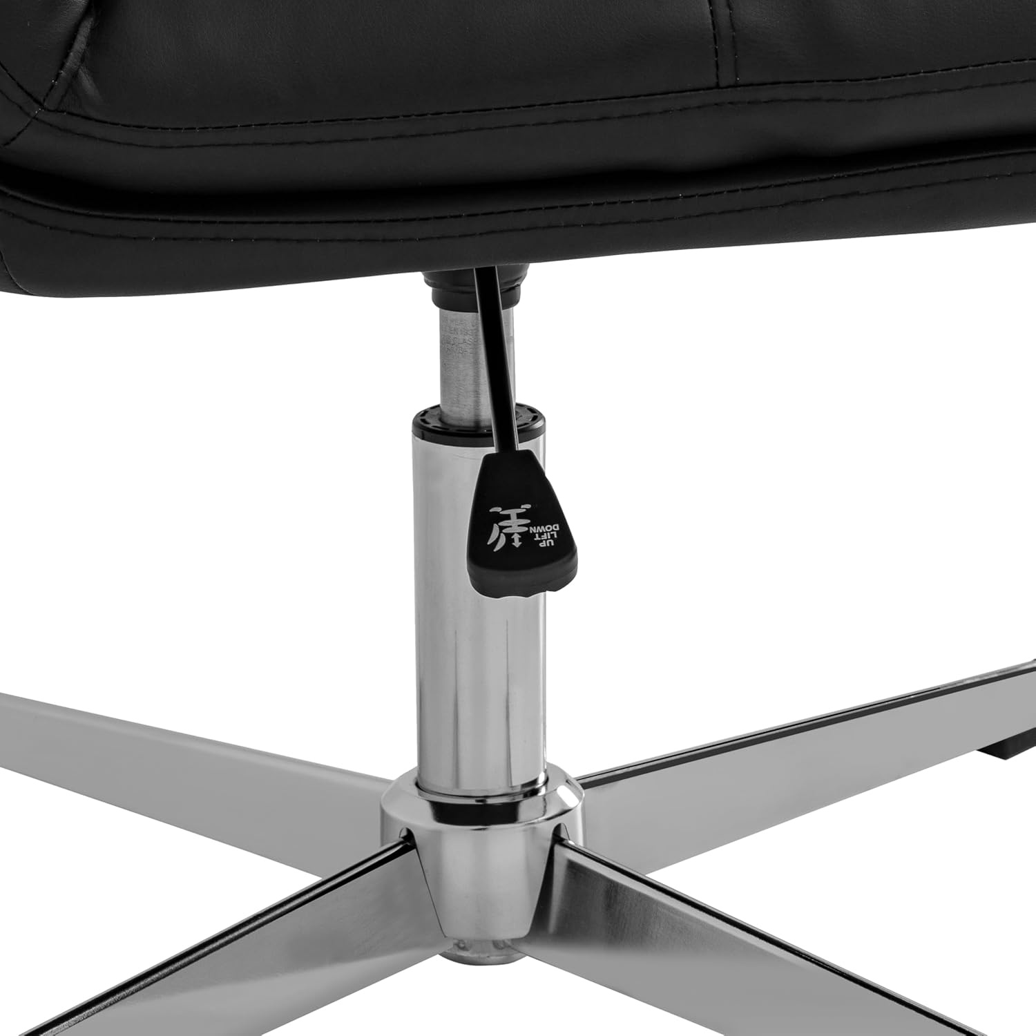 image:imageFlash Furniture Chloe Commercial MidBack Swivel Office Chair Padded LeatherSoft Adjustable Height Ergonomic MidRise Back Armless Stationary CognacBlackBlack LeathersoftChrome Frame