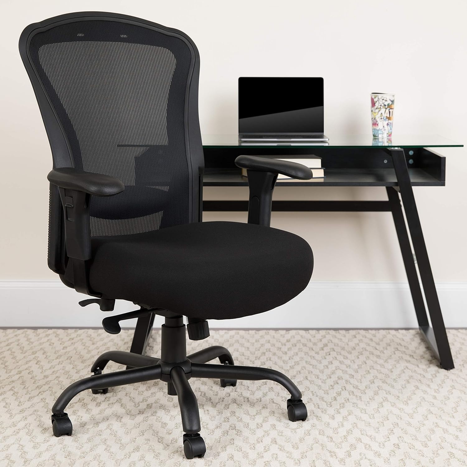 image:imageFlash Furniture HERCULES Series 247 Intensive Use Big amp Tall 400 lb Rated Black Mesh Multifunction SynchroTilt Ergonomic Office Chair