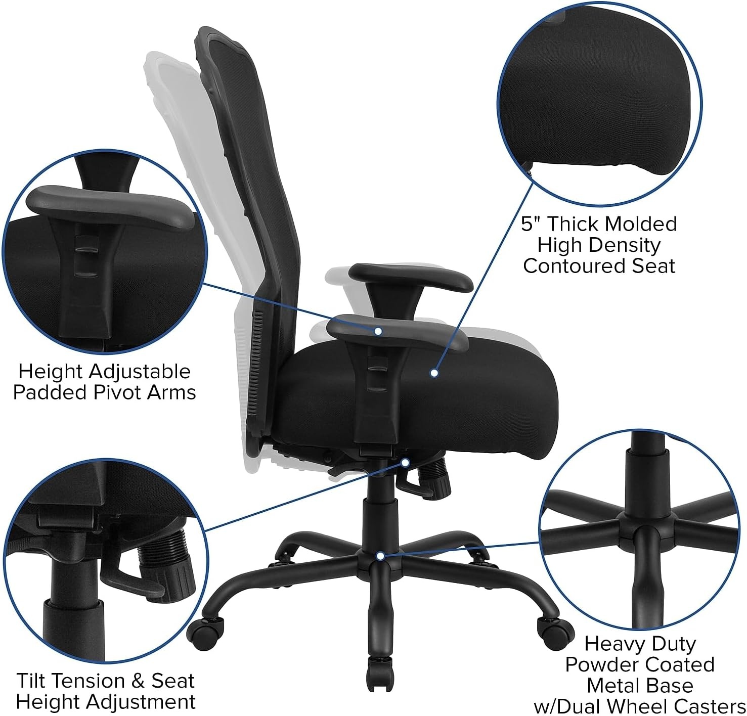 image:imageFlash Furniture HERCULES Series 247 Intensive Use Big amp Tall 400 lb Rated Black Mesh Multifunction SynchroTilt Ergonomic Office Chair
