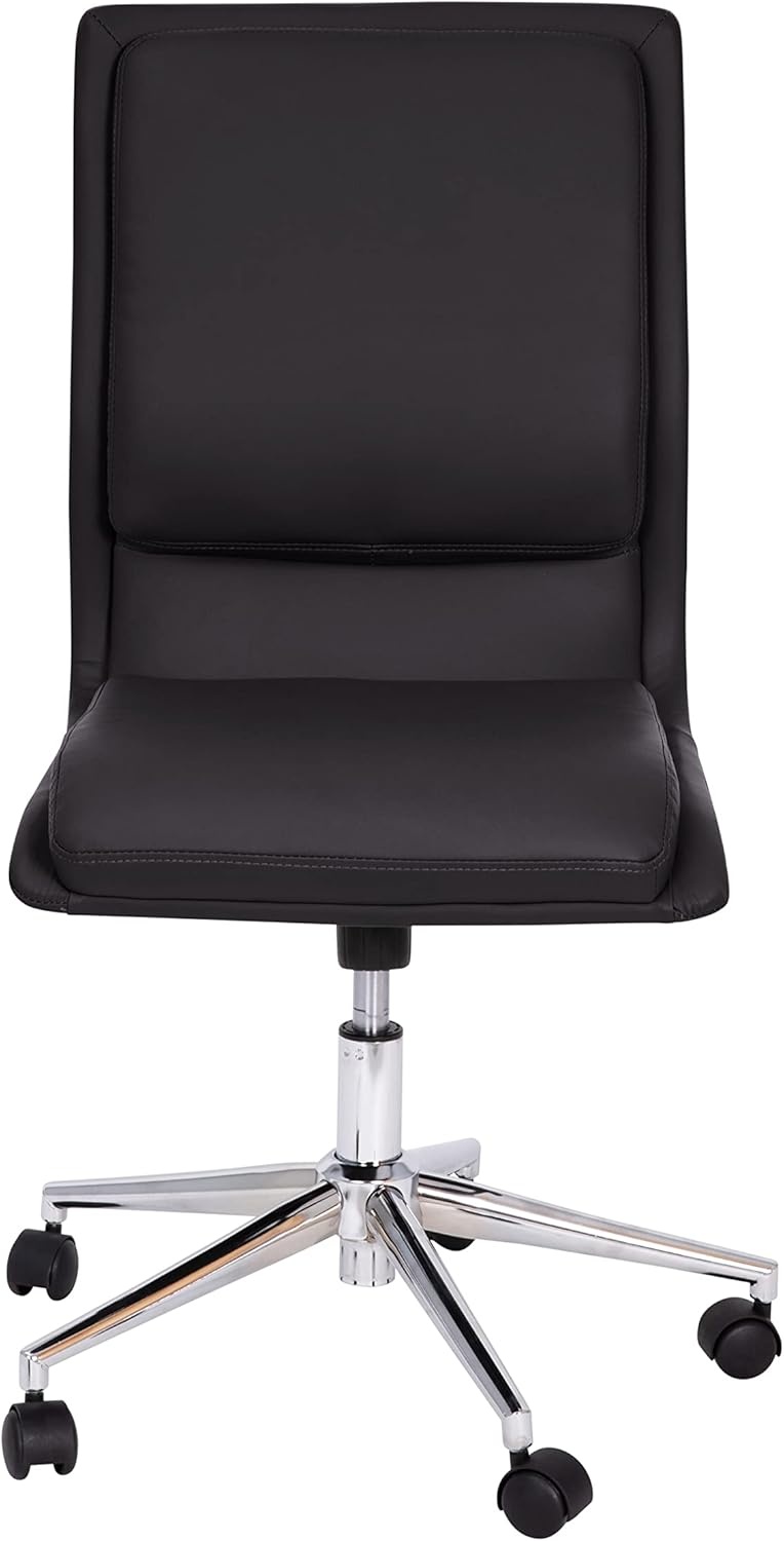 image:imageFlash Furniture Madigan Task Office Chair Luxurious Black LeatherSoft Upholstery Padded MidBack and Seat Height Adjustable Chrome Base ArmlessBlack
