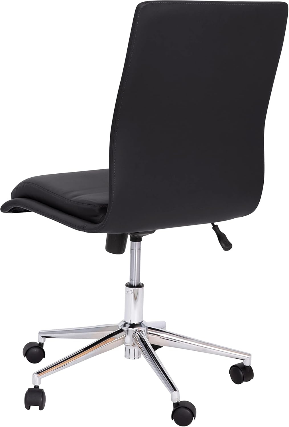 image:imageFlash Furniture Madigan Task Office Chair Luxurious Black LeatherSoft Upholstery Padded MidBack and Seat Height Adjustable Chrome Base ArmlessBlack