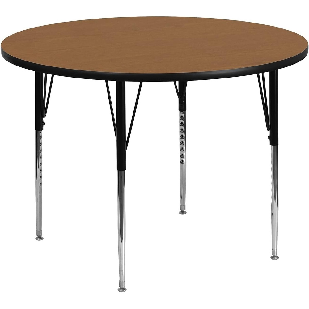 image:imageFlash Furniture Wren 48 Round Red Thermal Laminate Activity Table Standard Height Adjustable LegsOak