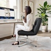 Flash Furniture Chloe Commercial Mid-Back Swivel Office Chair, Padded LeatherSoft, Adjustable Height, Ergonomic Mid-Rise Back, Armless, Stationary, Cognac/Black(Black Leathersoft/Chrome Frame)