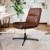 Flash Furniture Chloe Commercial Mid-Back Swivel Office Chair, Padded LeatherSoft, Adjustable Height, Ergonomic Mid-Rise Back, Armless, Stationary, Cognac/Black(Cognac Leathersoft/Black Frame)