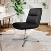 Flash Furniture Chloe Commercial Mid-Back Swivel Office Chair, Padded LeatherSoft, Adjustable Height, Ergonomic Mid-Rise Back, Armless, Stationary, Cognac/Black(Black Leathersoft/Chrome Frame)