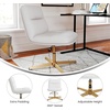 Flash Furniture Chloe Commercial Mid-Back Swivel Office Chair, Padded LeatherSoft, Adjustable Height, Ergonomic Mid-Rise Back, Armless, Stationary, Cognac/Black(White Leathersoft/Gold Frame)