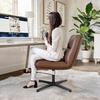 Flash Furniture Chloe Commercial Mid-Back Swivel Office Chair, Padded LeatherSoft, Adjustable Height, Ergonomic Mid-Rise Back, Armless, Stationary, Cognac/Black(Cognac Leathersoft/Black Frame)