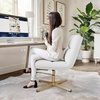 Flash Furniture Chloe Commercial Mid-Back Swivel Office Chair, Padded LeatherSoft, Adjustable Height, Ergonomic Mid-Rise Back, Armless, Stationary, Cognac/Black(White Leathersoft/Gold Frame)