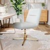 Flash Furniture Chloe Commercial Mid-Back Swivel Office Chair, Padded LeatherSoft, Adjustable Height, Ergonomic Mid-Rise Back, Armless, Stationary, Cognac/Black(White Leathersoft/Gold Frame)