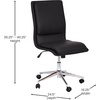 Flash Furniture Madigan Task Office Chair – Luxurious Black LeatherSoft Upholstery – Padded Mid-Back and Seat – Height Adjustable Chrome Base – Armless(Black)