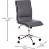 Flash Furniture Madigan Task Office Chair – Luxurious Black LeatherSoft Upholstery – Padded Mid-Back and Seat – Height Adjustable Chrome Base – Armless(Grey)