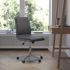 Flash Furniture Madigan Task Office Chair – Luxurious Black LeatherSoft Upholstery – Padded Mid-Back and Seat – Height Adjustable Chrome Base – Armless(Grey)